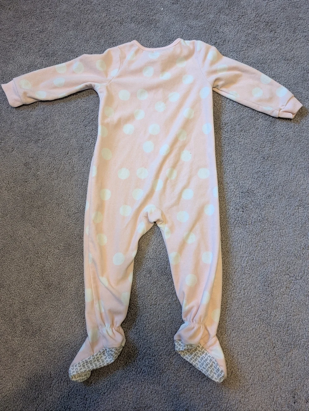Carter's Light Pink Polka Dot Footed One-Piece Fleece Pajama with Squirrel 2T
